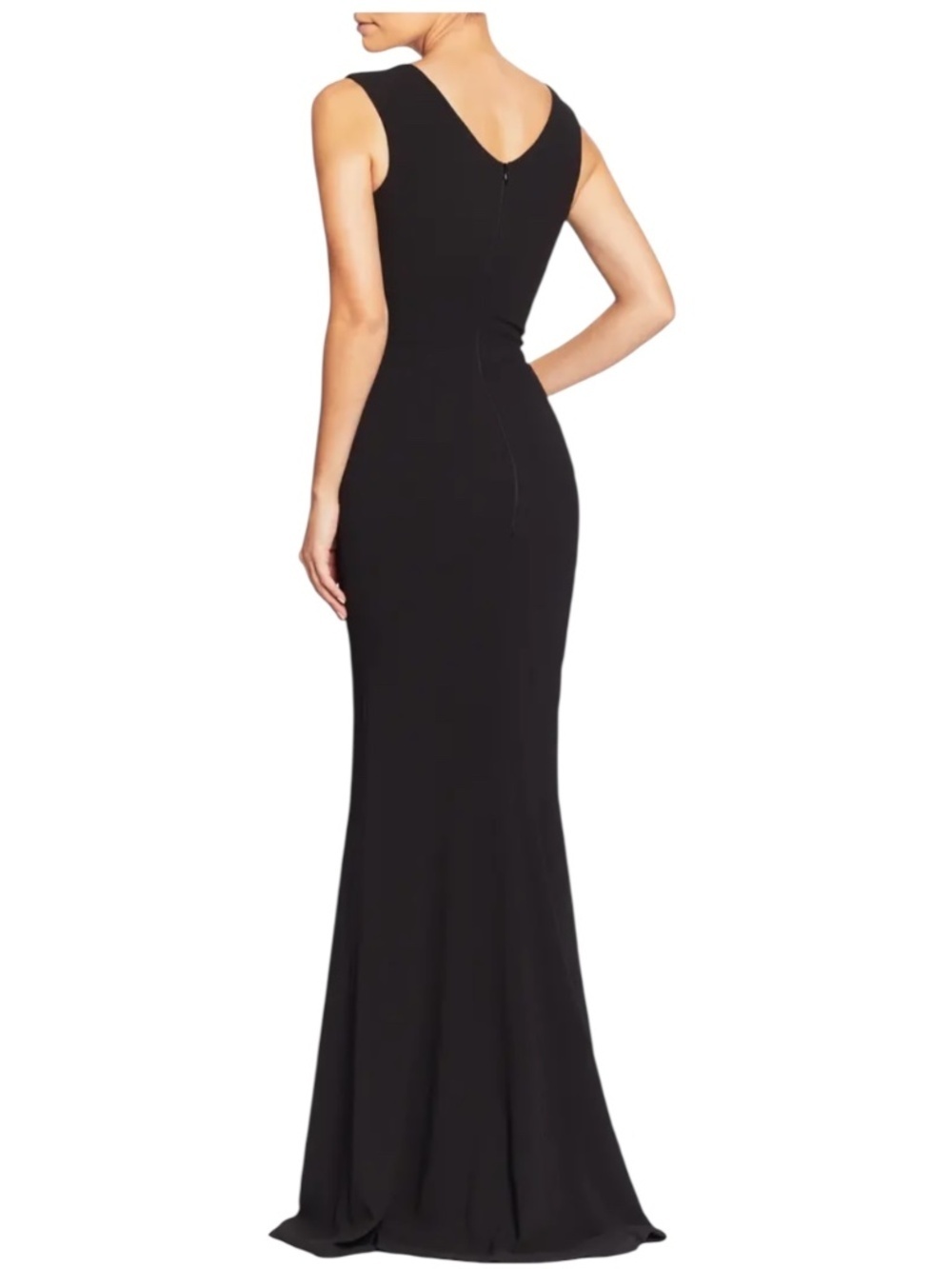 Dress The Population Sandra Plunge Crepe Trumpet Gown NWT Color Black Size Small - Picture 2 of 7